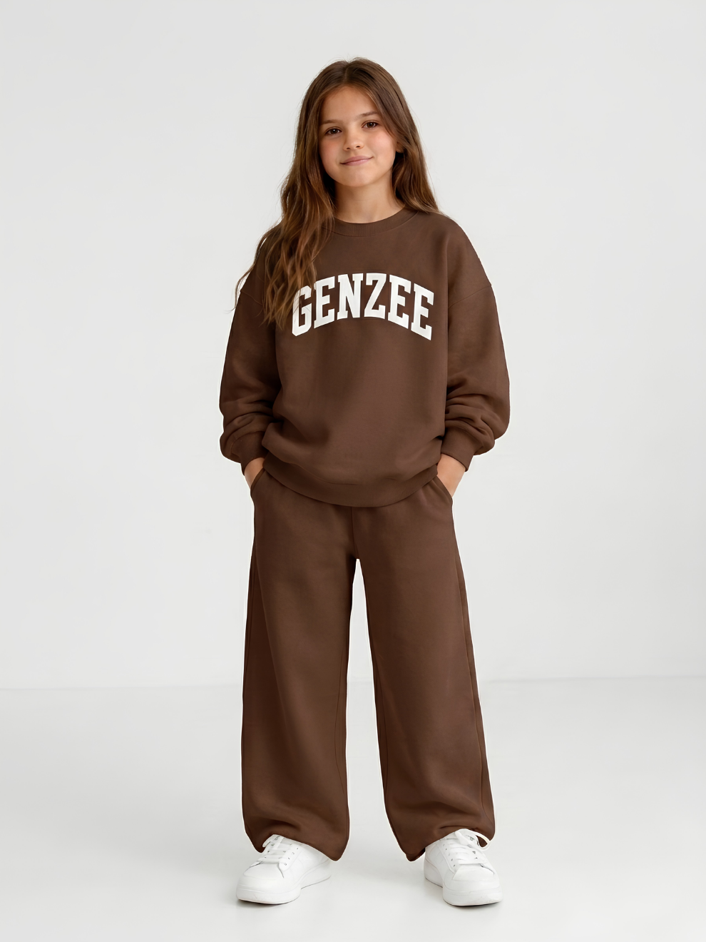 GenZee Girls Tracksuit - Brown
